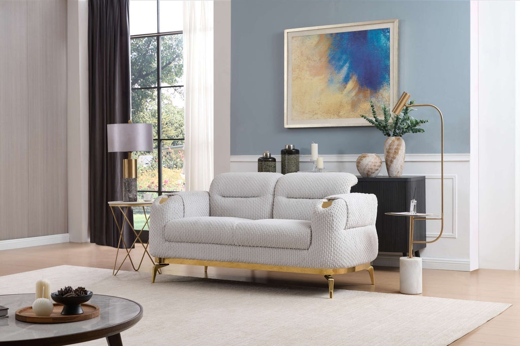 Zoe Modern style Loveseat made with wood and Gold accents in Gray  same as B009P303214  (CA Warehouse inventory)