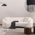 93.31' Minimalist Curved Sofa, 3 Seater, White Boucle Fleece Upholstered Sofa, Tight Curved Back Cloud Couch for Living Room  Apartment Office, White