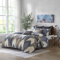 3 Piece Printed Cotton Quilt Set Navy King/Cal King
