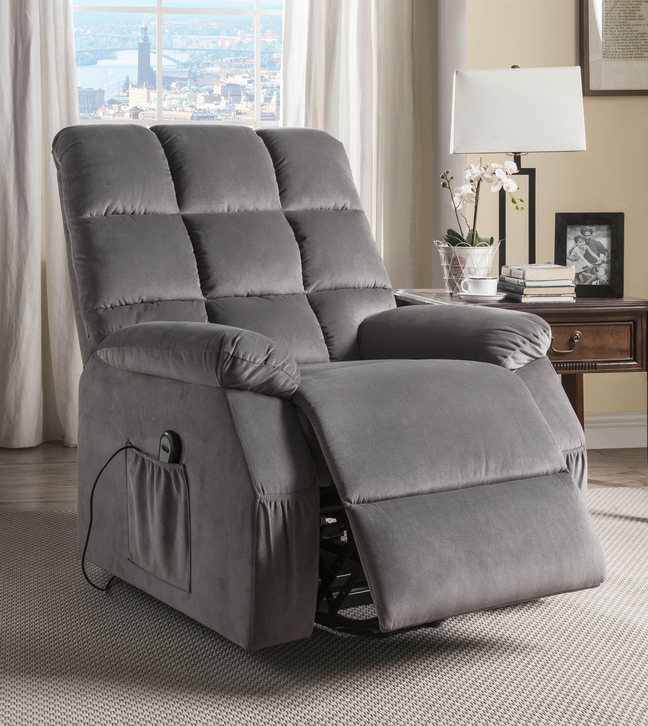 Grey Power Lift Recliner with Massage