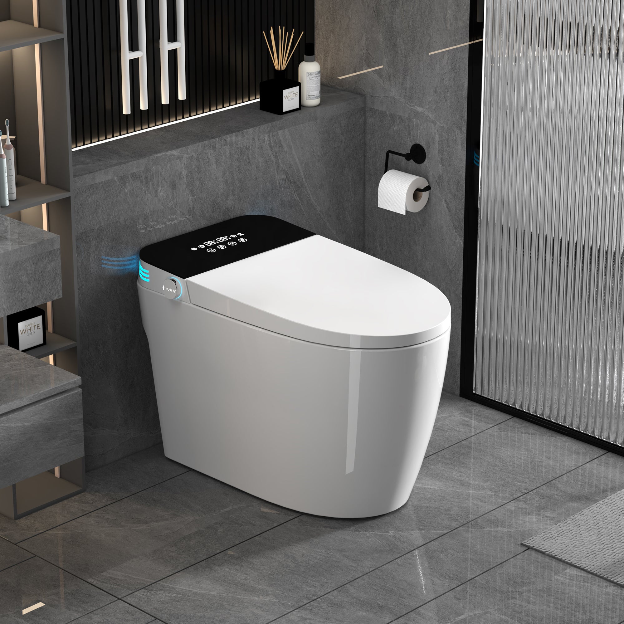 Smart Toilets with Heated Bidet Seat.Portable toilet with bidet built.Intelligent Toilet Auto Open/Close Seat. Bidet toilet with Dryer and Warm Water
