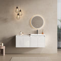 48' Bathroom Vanity With Resin Sink, Soft Close Doors & Wall Cabinet, Float Mounting Design, Glossy White, Plywood(KD-Packing)
