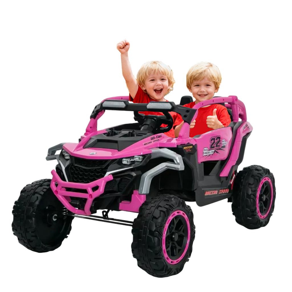 Ride on Models Truck Car 12V Kids Electric Vehicles, Remote Control, Front & Rear Shock Suspension, 2 Seater UTV, Flashlights and a built-in music player, For Age 3-6 Years Old (Magenta)