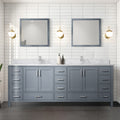 Dark Grey Double Bath Vanity 84 in. W x 22 in. D, Carrara Marble Top, and 34 in. Mirrors