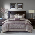 7 Piece Jacquard Comforter Set Purple Cal King