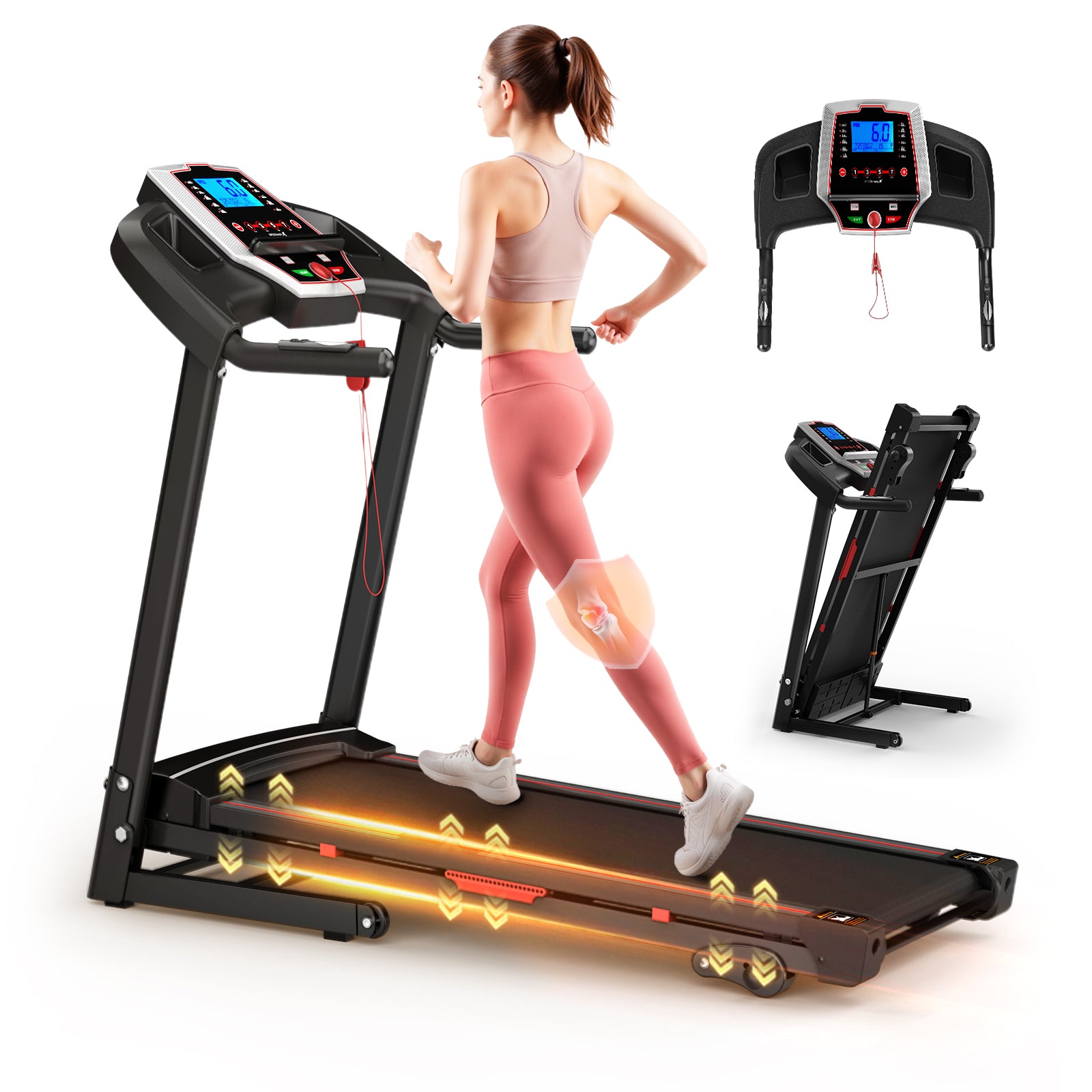 Folding Treadmills for Home - 3.5HP Portable Foldable with Incline, Electric Treadmill for Running Walking Jogging Exercise with 12 Preset Programs, Indoor Workout Training Space Save Apartment,APP