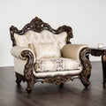 Traditional Style 1pc Chair Rolled Arms Nailhead Trim Button Tufted Back Accent Pillow Included Dark Cherry Beige Finish