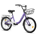 A20182 20 Inch Kids Bike for Boys & Girls, Children's Bicycle with Coaster Brake & V-Brake, 1-Speed, Chain Guard & Rear Rack, Lightweight Steel Frame (Pink, Green, Purple, White)