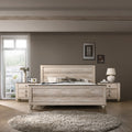 Imerland Contemporary White Wash Finish 3-Piece Bedroom Set-Queen Bed and Two Nightstands
