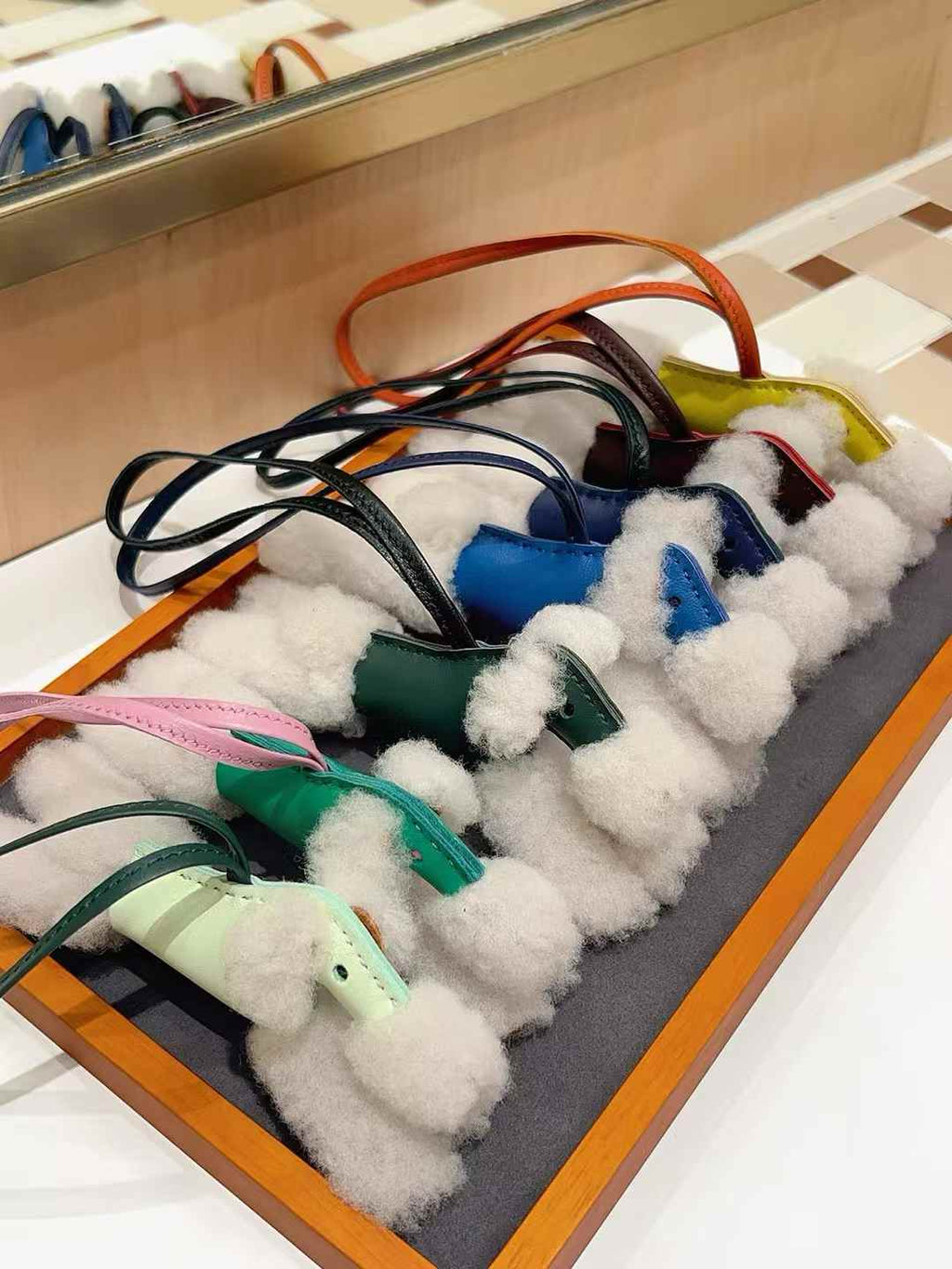 Luxury handcrafted，Cute keychains and backpack charms made.,of genuine leather 钥匙、背包手工真皮挂件