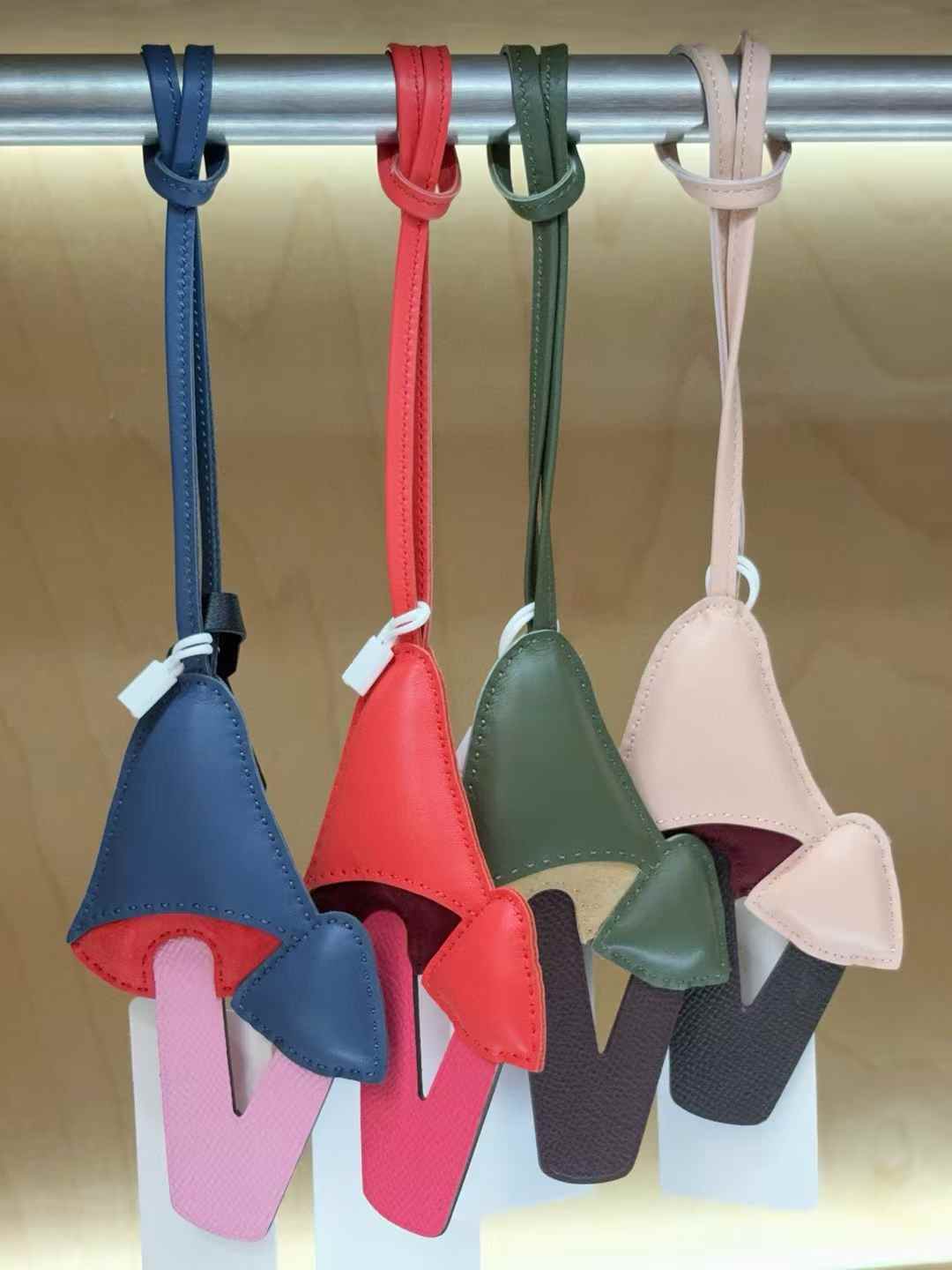 Luxury handcrafted,..Cute keychains and backpack charms made of genuine leather 钥匙、背包手工真皮挂件.（副本）