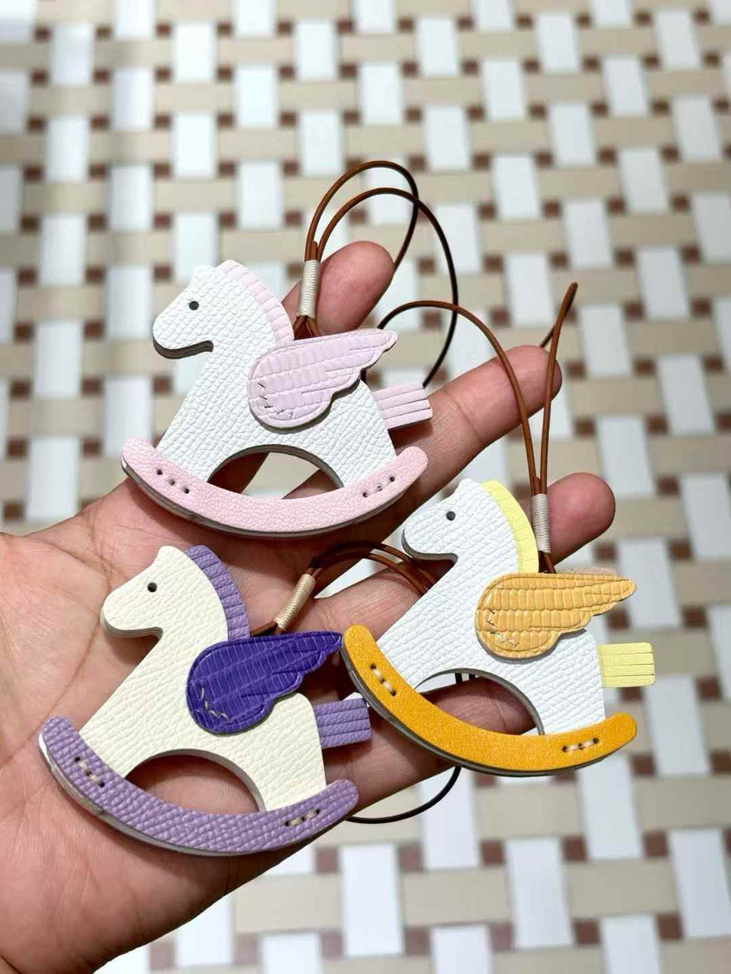 Luxury handcrafted .Cute keychains and backpack charms made of genuine leather 钥匙、背包手工真皮挂件）（副本）（副本）