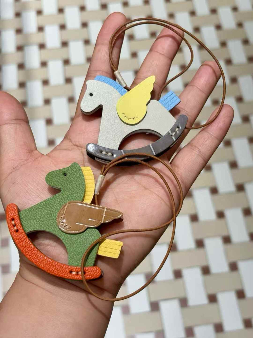 Luxury handcrafted .Cute keychains and backpack charms made of genuine leather 钥匙、背包手工真皮挂件）（副本）（副本）