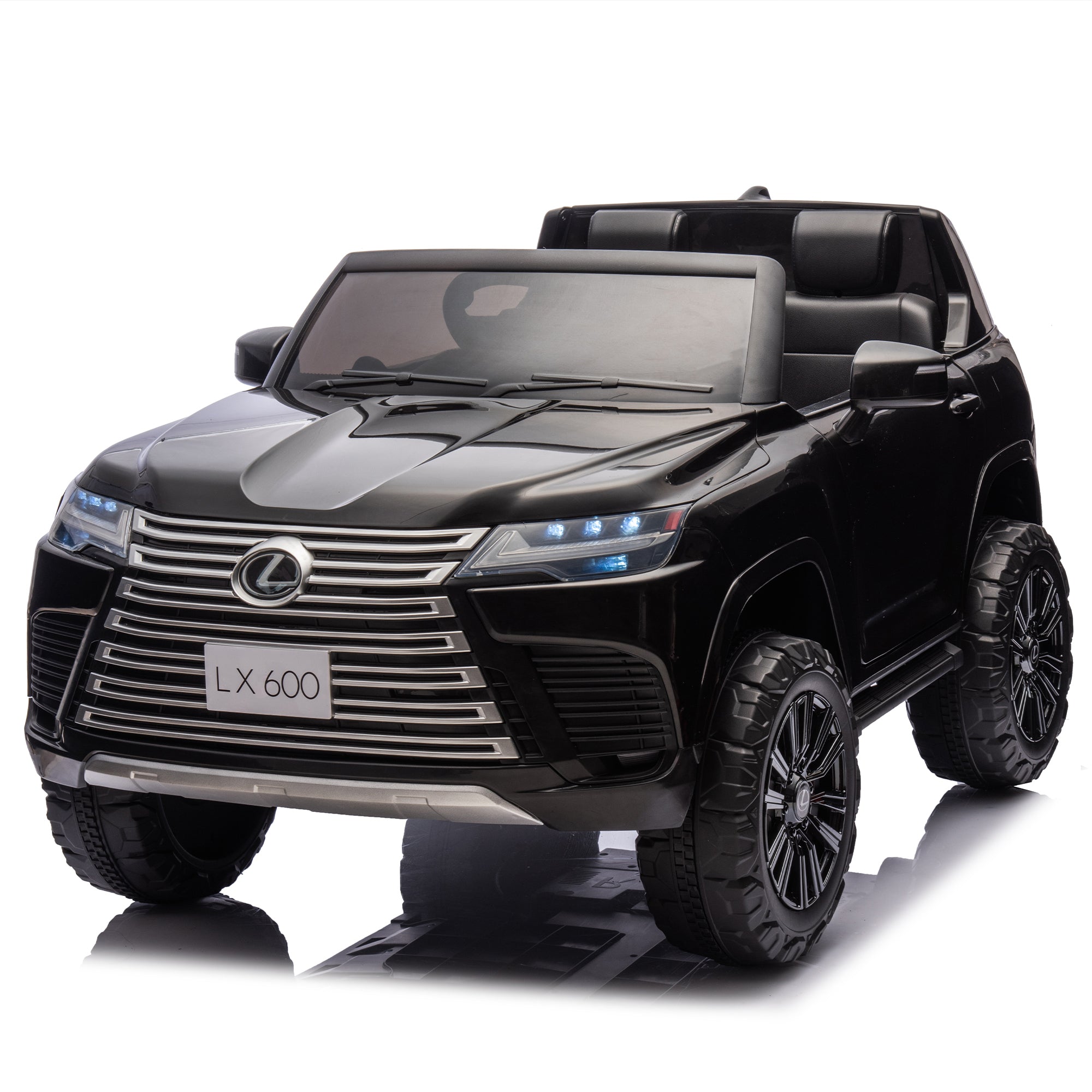 Licensed LEXUS LX600 24V Two-seater Kids Ride On Car W/Parents Control,Seat width 20 inches,2WD,Four-wheel suspension,Bluetooth,MP3,Music,Adjustable volume,Power display,Speeds 1.86-3.11MPH For Kids.