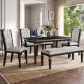 6-Piece Kitchen Dining Table Set, 60' Rectangular Table and 4 High-Back Tufted Chairs & 1 Bench for Dining Room and Kitchen (Black) (OLD SKU: N752S000080)