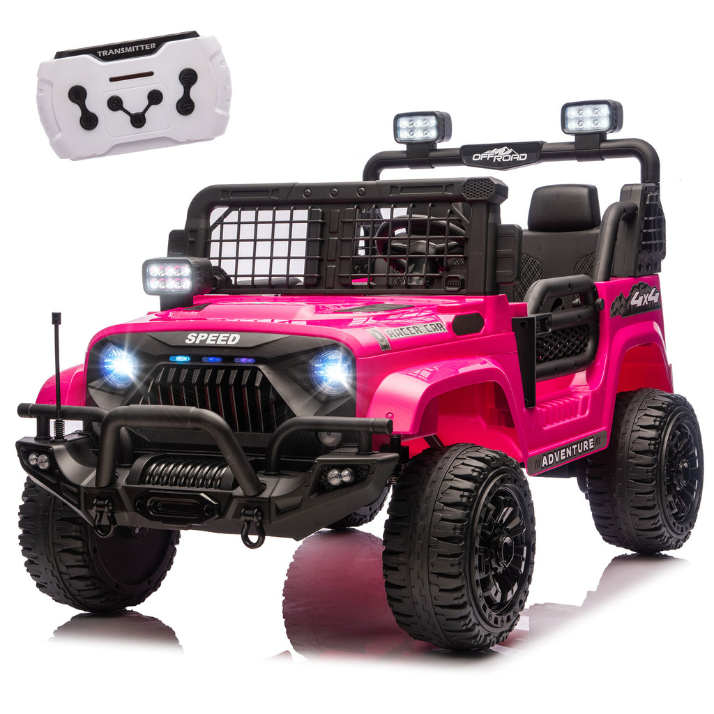 24V 100W*2 Two-seater Kids Ride On Car w/ RC - 3 Speed Adjustable,LED Headlights,4-Wheel Shock Absorption,USB/MP3 Charging & Battery Indicator,Bluetooth & music - Electric Toy Car for kids 3-8