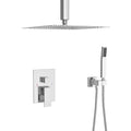 Modern Dual Shower Head System with 16 Inch Ceiling Mount, Chrome Finish, Stainless Steel and Brass