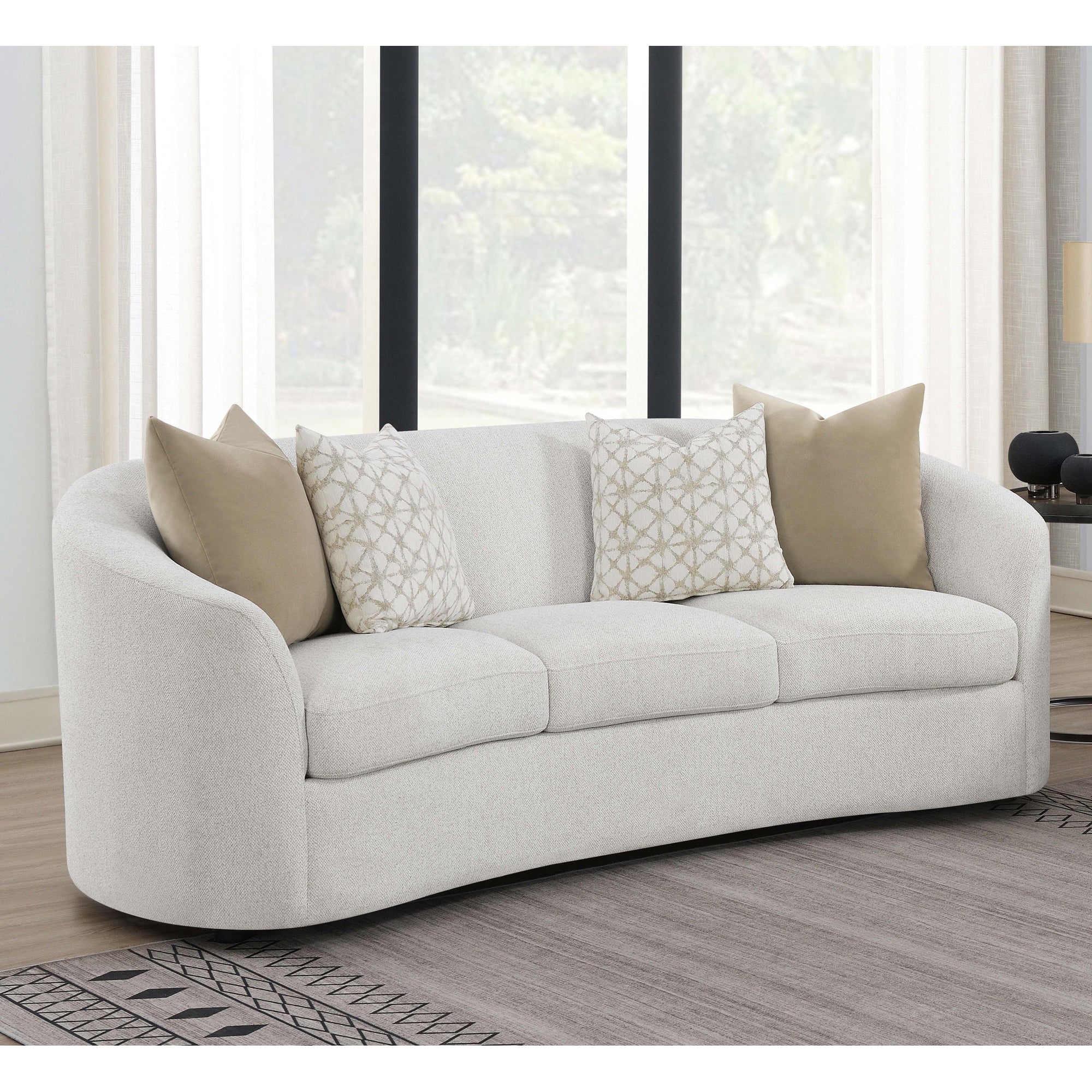 Rory Latte Sloped Arms Sofa with Pillows