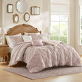 5-Piece King 5 Piece Sculpted jacquard comforter set,Pink