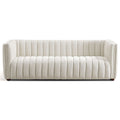 April Mid Century Modern Luxury Tight Back Beige Boucle Couch with Solid Wood Construction