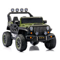 24V Kids Electric Ride-On Car 2-Seater with Remote Control 4WD Motor Colorful LED Lights Adjustable Speed USB MP3 Army Green PVC