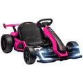 Aosom  24V 7.5 MPH Electric Go Kart with Adjustable Seat, Drifting Car Battery Powered Ride on Toy Outdoor with Slow Start, Button Start, Music, Honking Horn, Lights, for 6-12 Years Old, Pink