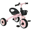 Qaba Kids Tricycle for Toddlers Age 2-5 with Adjustable Seat, Toddler Bike for Children with Basket, Bell, Handlebar Grips, Pink
