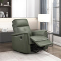 Green Leather Upholstered Swivel Glider Reclining Chair Luxury Living Room Furniture Comfort Chair 1pc Plush Comfort