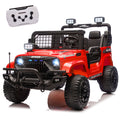 24V Two-seater Kids Ride On Electric Truck Car W/Parents Control,2wd,Four-wheel Suspension, 8.66in Ground Clearance, LED & Searchlights, Bluetooth, Music, Provide 3.11-4.97MPH Speed For Kids  Aged 2-6