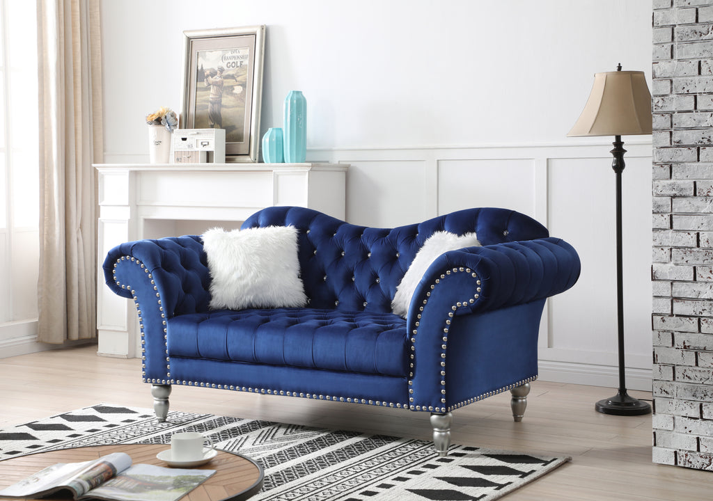 Elegant Traditional Blue Loveseat For Two