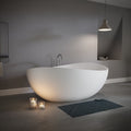 63' Freestanding Solid Surface Bathtub, Engineered Stone Resin Freestanding Soaking Bathtub with Overflow and Pop-up Drain for Contemporary Bathroom, Matte White TH-25S05-63MW