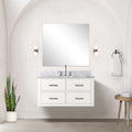 White Single Bath Vanity 36 in. W x 22 in. D, with Carrara Marble Top