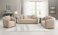 Keith Beige Chenille 3PCS Living Room Set (comes with matching color toss pillows)