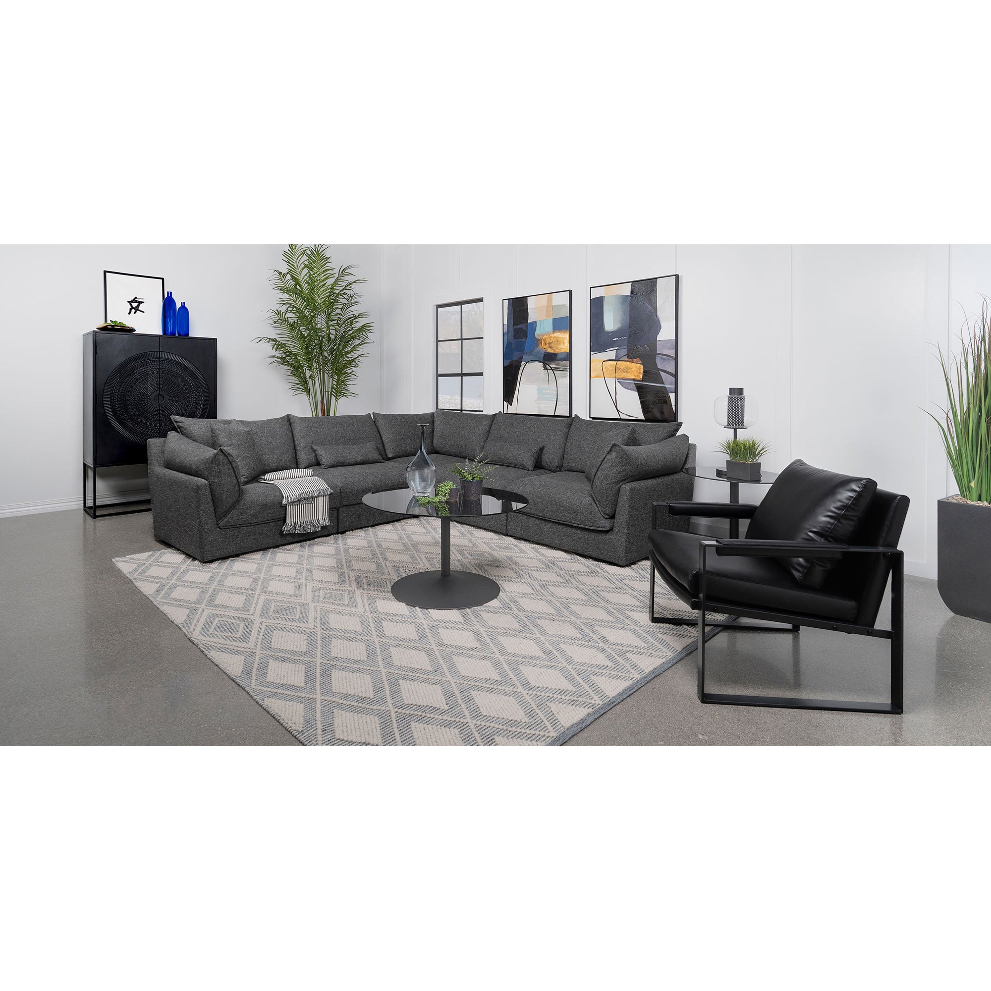 Tomasina Black 5-Piece Modular Sectional Sofa
