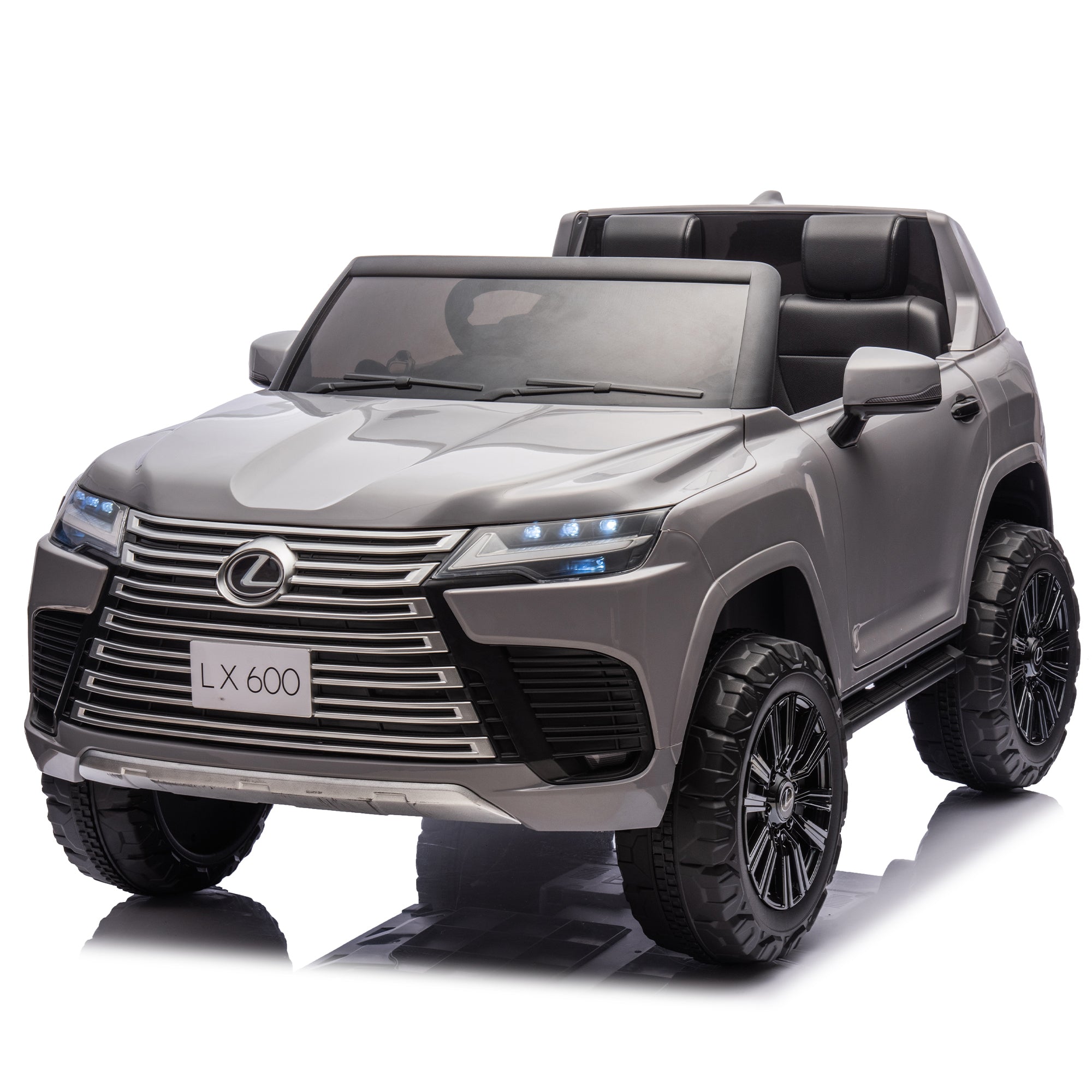 Licensed LEXUS LX600 24V Two-seater Kids Ride On Car W/Parents Control,Seat width 20 inches,2WD,Four-wheel suspension,Bluetooth,MP3,Music,Adjustable volume,Power display,Speeds 1.86-3.11MPH For Kids.