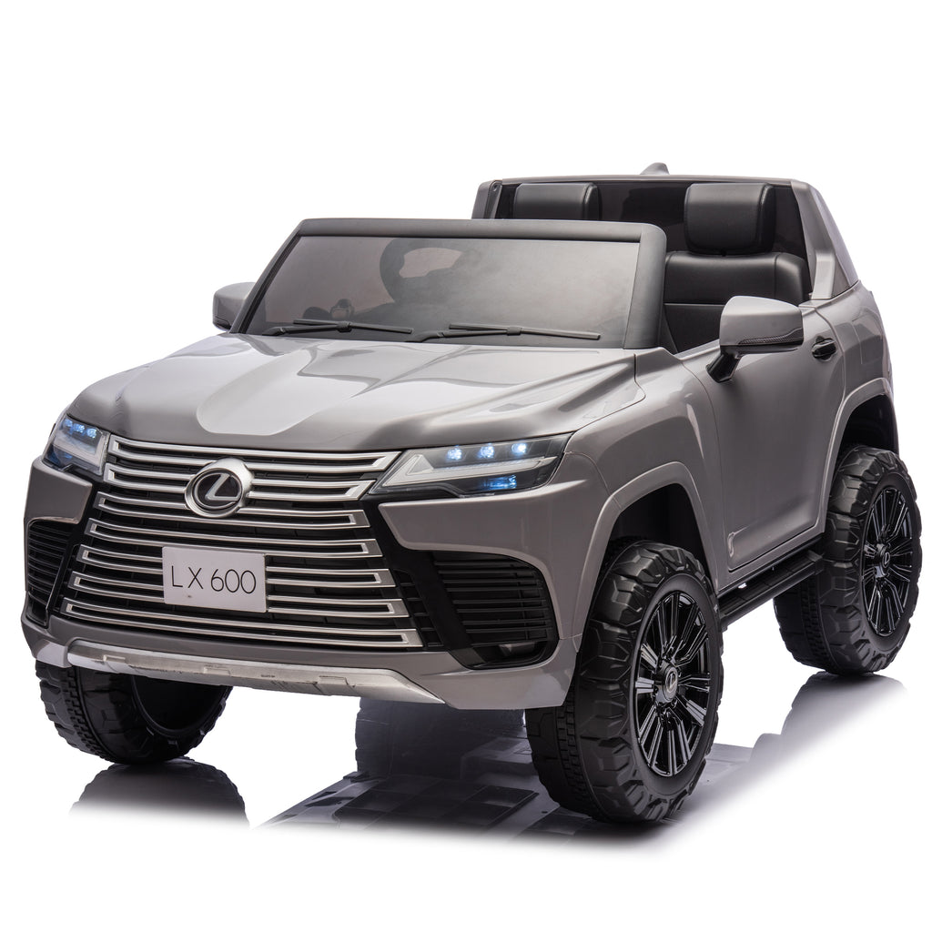 Licensed LEXUS LX600 24V Two-seater Kids Ride On Car W/Parents Control,Seat width 20 inches,2WD,Four-wheel suspension,Bluetooth,MP3,Music,Adjustable volume,Power display,Speeds 1.86-3.11MPH For Kids.