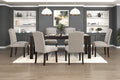 7pc Dining Set Dark Brown Finish Table and Taupe Fabric Upholstered 6x Side Chairs Wooden Modern Dining Kitchen Furniture