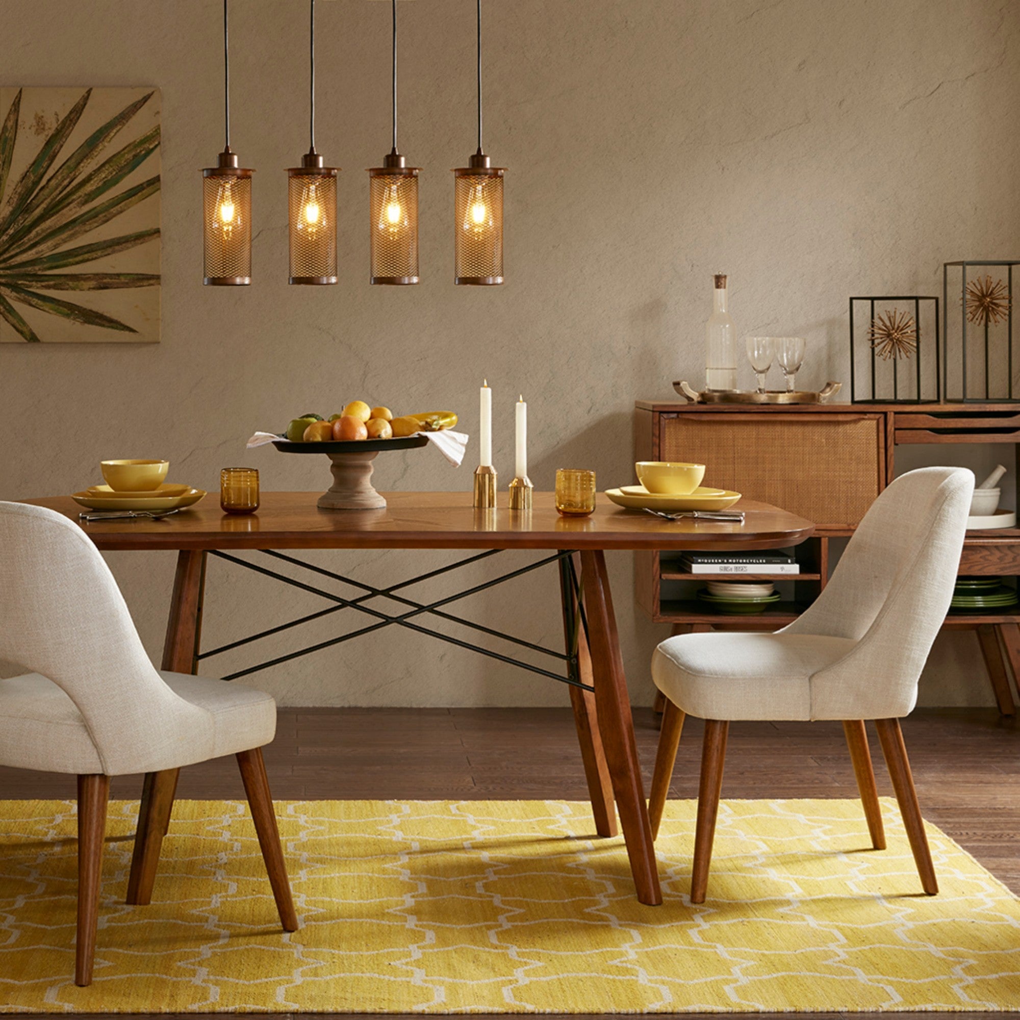 INK+IVY Nola Dining Side Chair Set of 2 with Upholstered Tan Fabric and Wood Frame