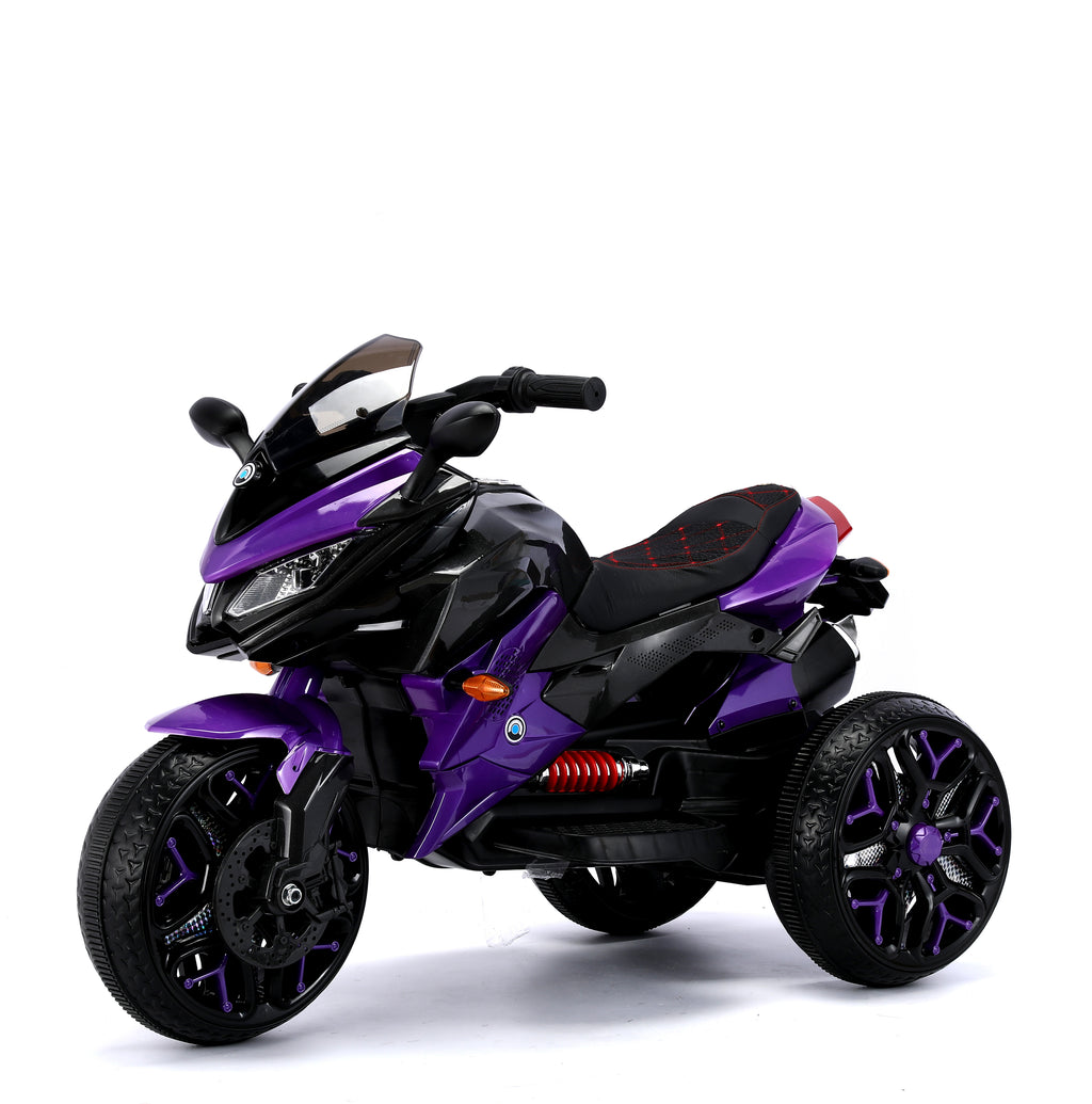 Kids Motorcycle Ride-On Motorcycle 3-Wheels Battery Powered Motorbike  Rechargeable 12 V kids  ride on toy with PU seat Training  Wheels/manual throttle/ drive by hand /Lighting  wheels