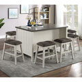 Transitional Style 7pc Counter Height Dining Set Off White And Gray Dining Table 6x Stools Storage Shelve Table Base Dining Room