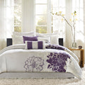 Printed Cotton Sateen Comforter Set Taupe Grey/Purple King