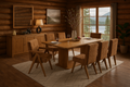 Zoey 8-Piece Light Oak Finish Dining Set with Upholstered Chairs and Matching Server