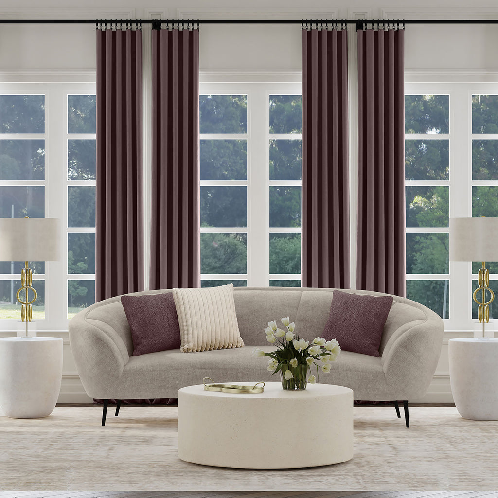 Aura Beige Upholstered Curved Sofa