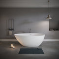 59' Freestanding Solid Surface Bathtub, Luxury Stone Resin Freestanding Soaking Bathtub with Overflow and Pop-up Drain for Contemporary Bathroom, Matte White GF-25S02-59MW