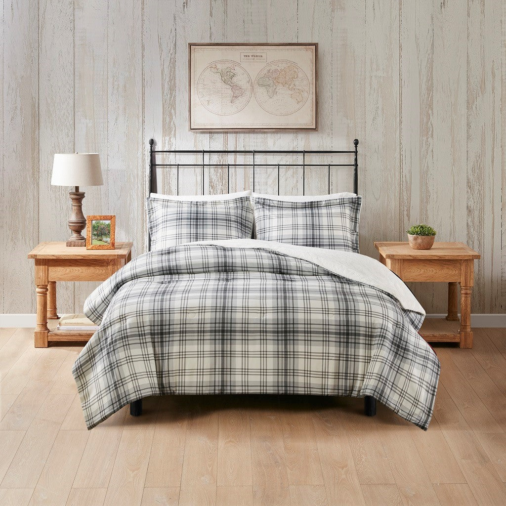 Full/Queen Faux Wool to Faux Fur Down Alternative Comforter Set