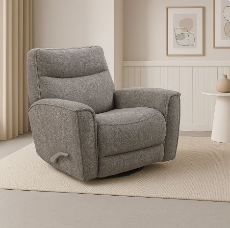 Man Wah Brisbane Upholstered Swivel Recliner, Granite