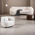 3+1, 93.31' Minimalist Curved Sofa, 3 Seater, White Boucle Fleece Upholstered Sofa, Tight Curved Back Cloud Couch for Living Room  Apartment Office, White