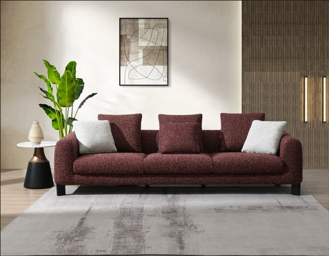 Mardi Maroon Tweed Sofa w/3 Pillows