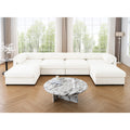 Modular Sectional Sofa with Storage, Extra Large U Shaped Sectional Couch for Living Room, Convertible Modular Sofa Couch with Storage Ottoman, Deep Seat, Cylindrical Backrest and Armrests,White