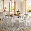 7-Piece Dining Table Set, 60inch to 78inch Extendable Wood Dining Table with Removable Leaf, Kitchen Table Set with 6 Upholstered Side Chair, Dining Table Set for 6